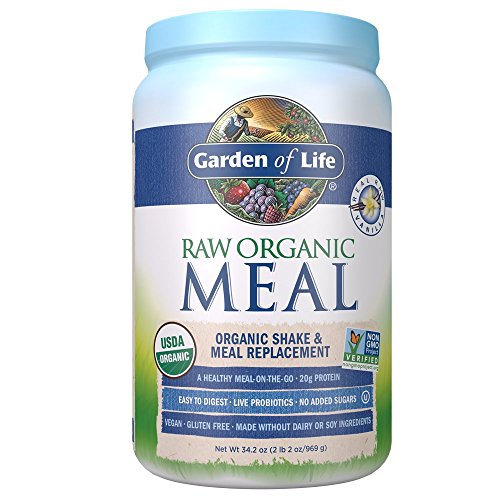 Garden of Life Meal Replacement - Organic Raw Plant Based Protein Powder, Vanilla, Vegan, Gluten-Free, 34.2oz (969g) Powder