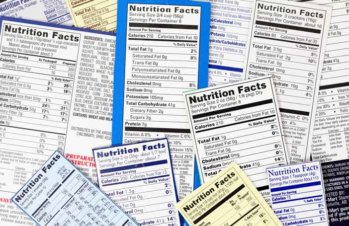 a mix of nutrition labels
