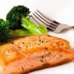 Seared salmon with braised broccoli – serves four