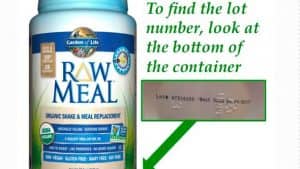 how to find the lot number of garden life meal replacement shake