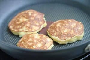 gluten-free Breakfast banana pancakes doing in the pan