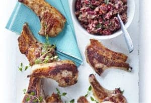 Zesty lamb chops with crushed kidney bean