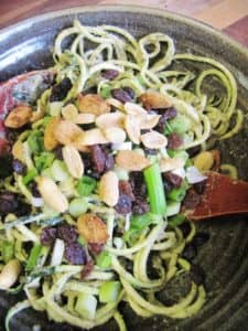 Zucchini Noodles with Pumpkin Seed & Garlic Sauce pin
