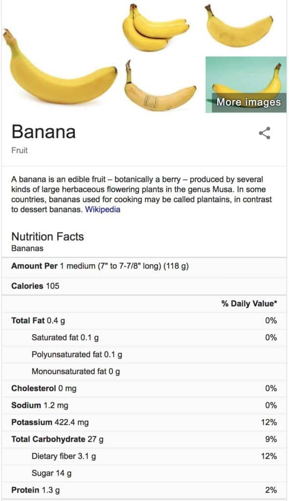 bananas nutrition value