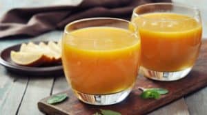 Cabbage, cucumber, and mango juice