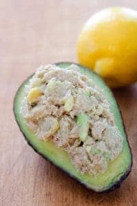 half avocado with tuna
