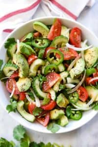 Raw- Spicy Cucumber Avocado and Onion Salad